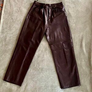 Women's leather straight leg jeans